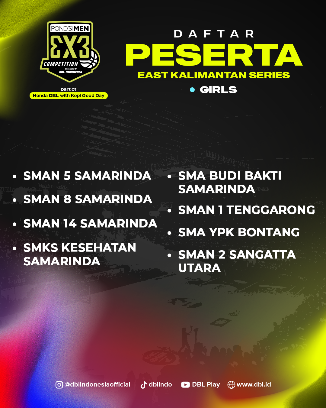 Daftar Peserta Ponds Girls 3x3