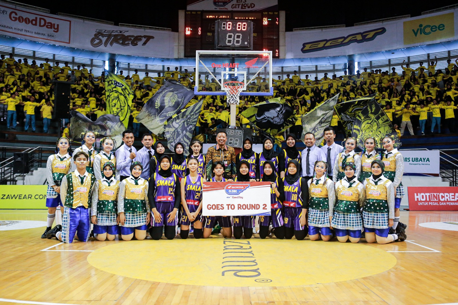 Perasaan gembira ditunjukkan oleh penggawa Smala selepas memastikan diri untuk melangkah ke Round 2