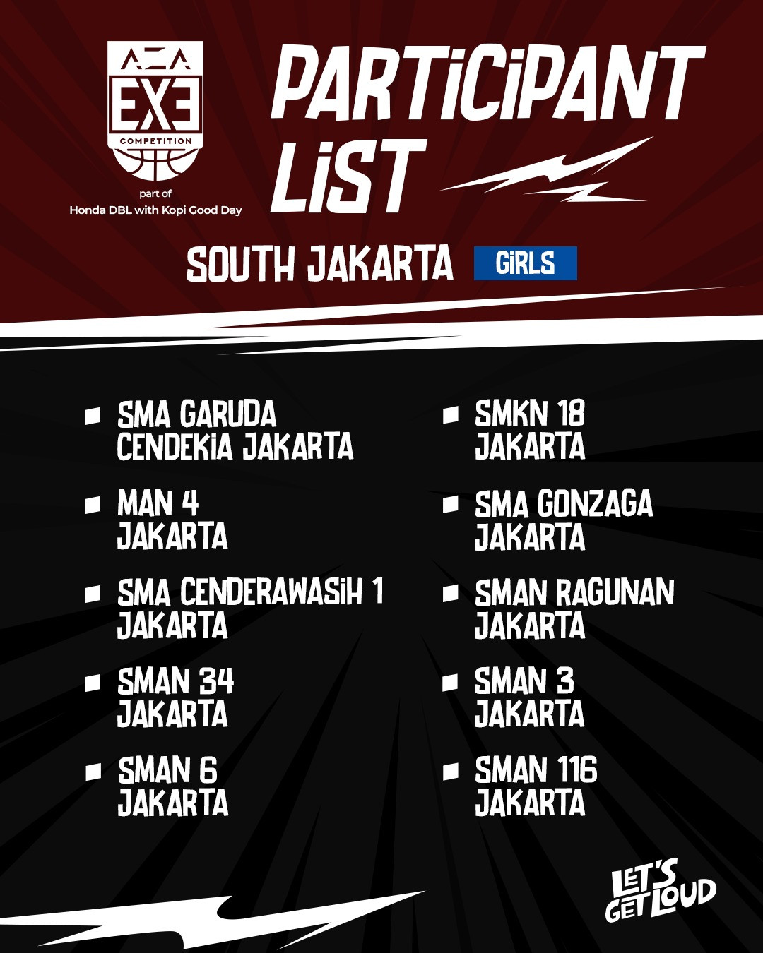 Team List AZA 3X3 Competition 2025 South Jakarta