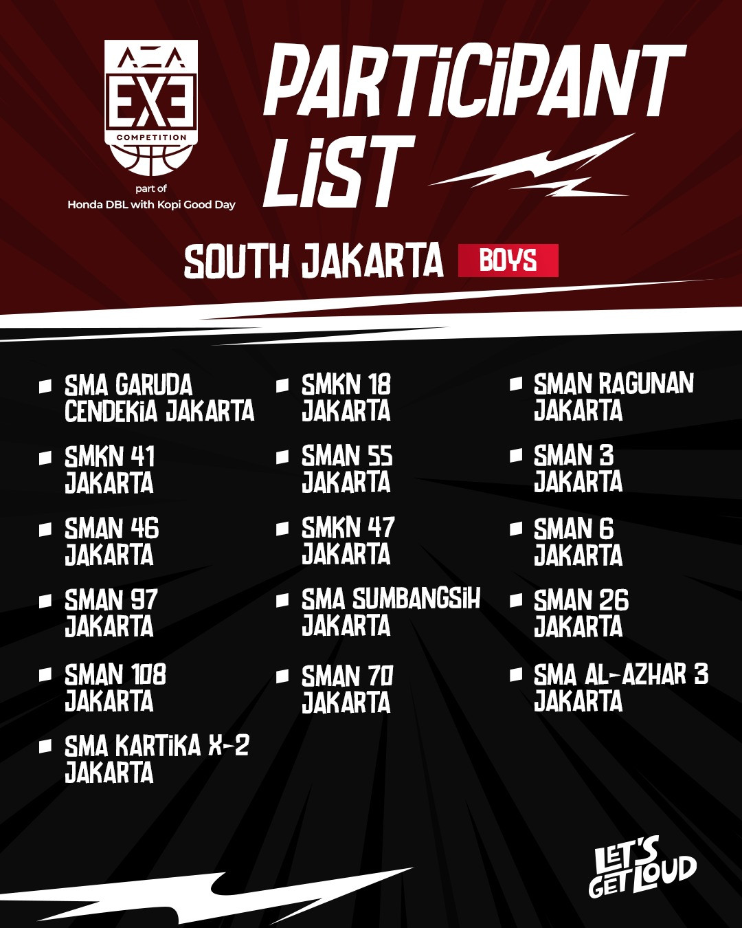 Team List AZA 3X3 Competition 2025 South Jakarta