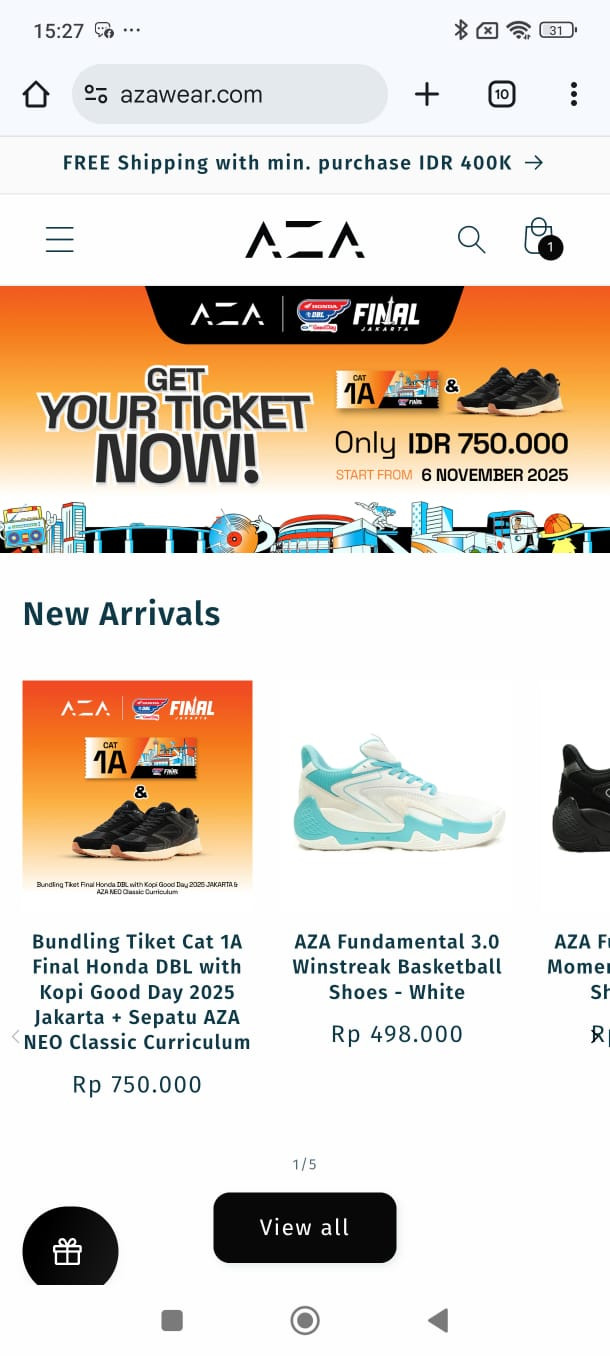 Gini Cara Dapetin Bundling Tiket Final DBL Jakarta dan Sepatu Keren AZA!