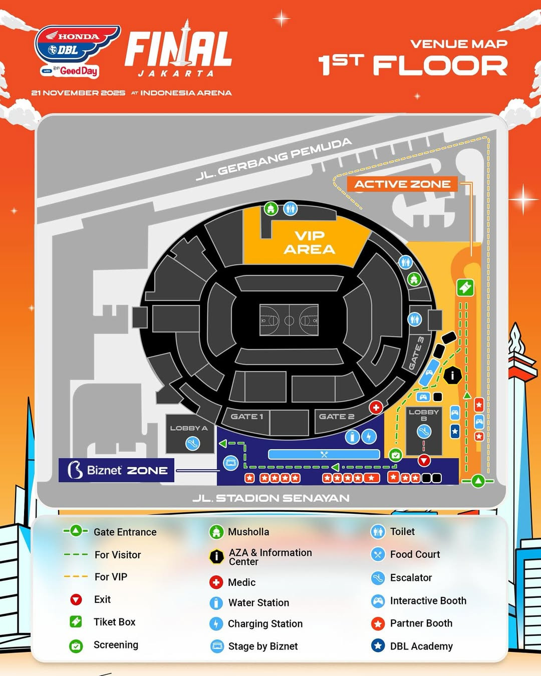 Denah Indonesia Arena Lantai 1