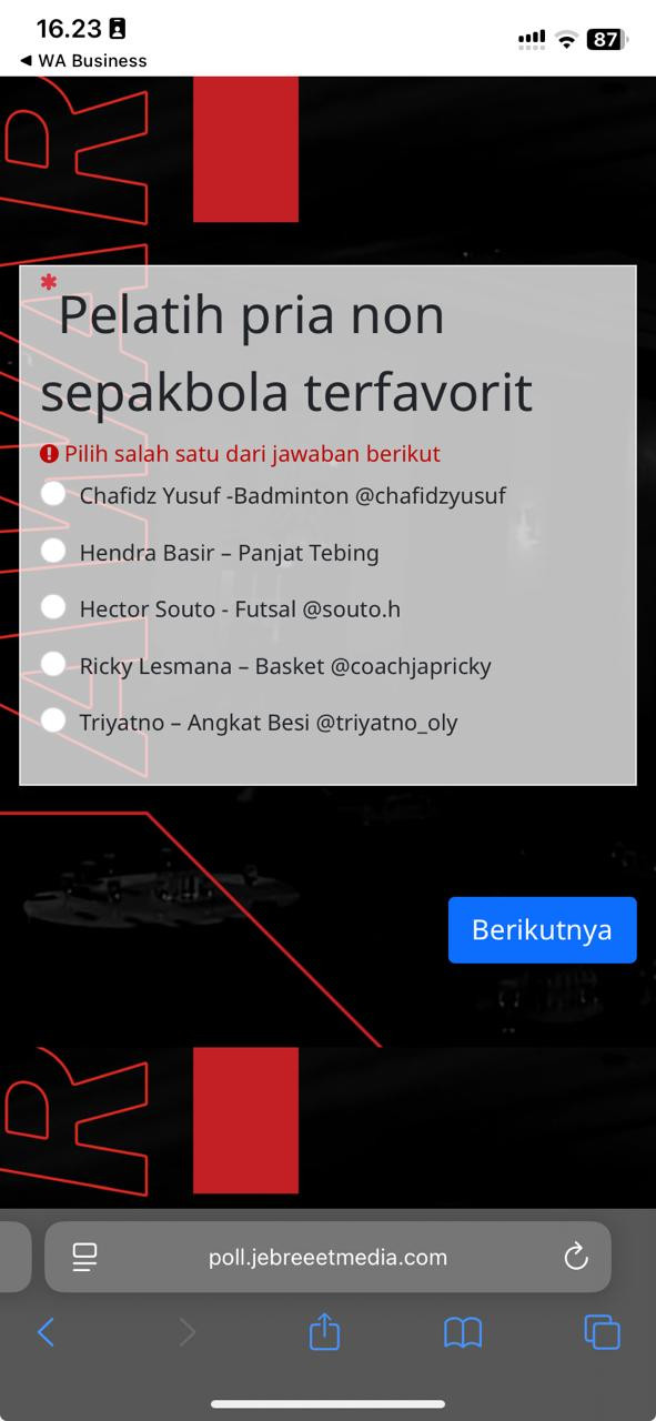 JMTV Awards 2025 - Pelatih Pria Non-Sepak Bola Terfavorit