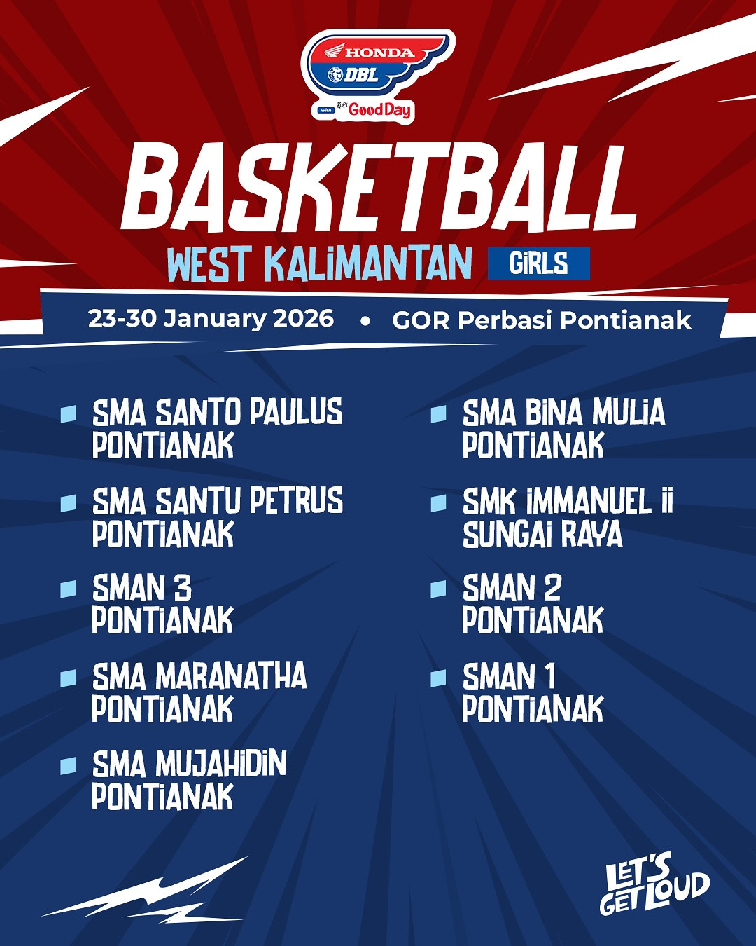 Daftar peserta tim putri dbl pontianak 2026