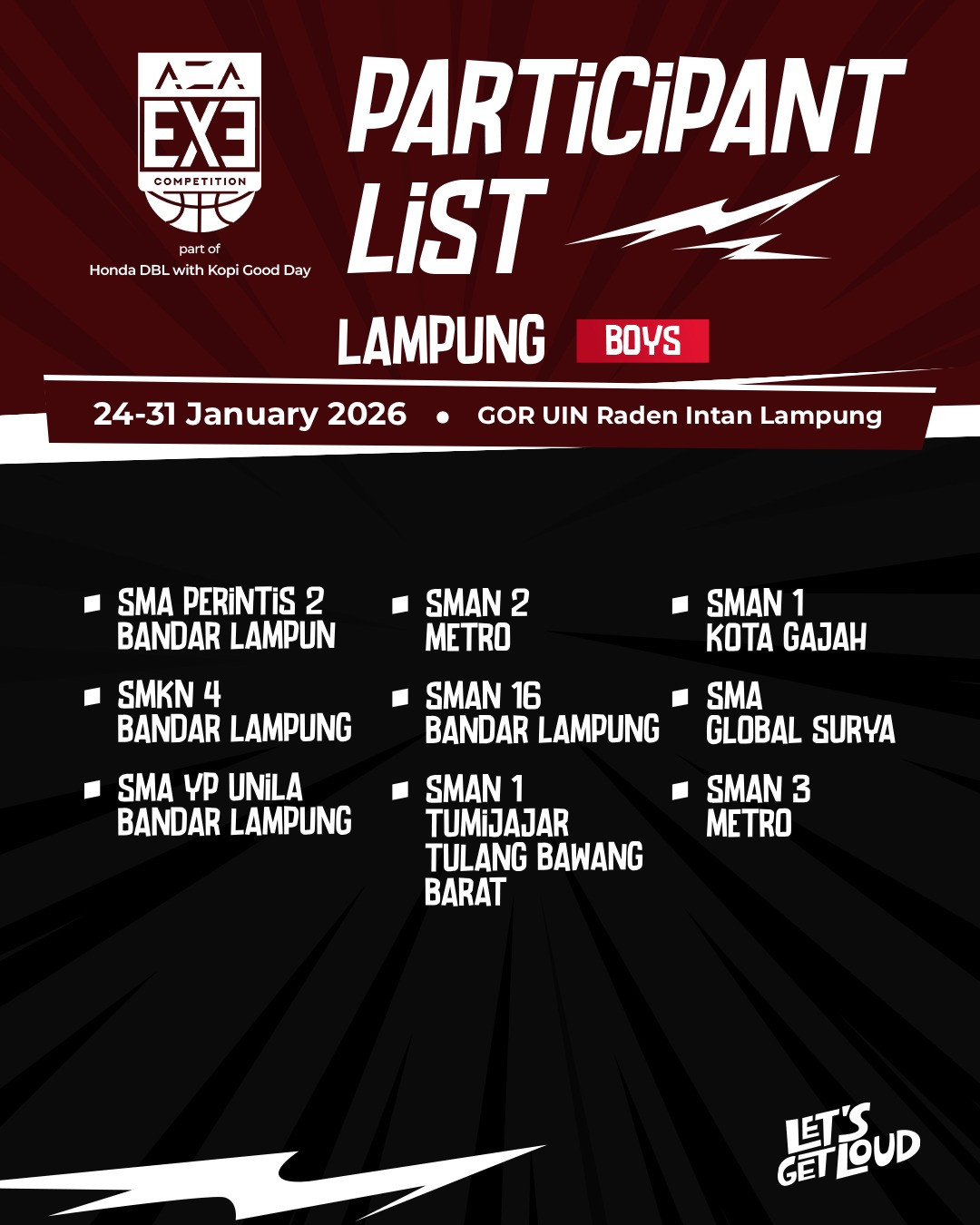 Team List AZA 3X3 Competition 2025-2026 Lampung (PUTRA)