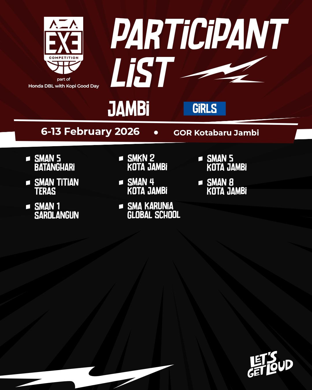 Berikut Daftar Tim yang Berpartisipasi di AZA 3X3 Competition 2025-2026 Jambi (PUTRI)