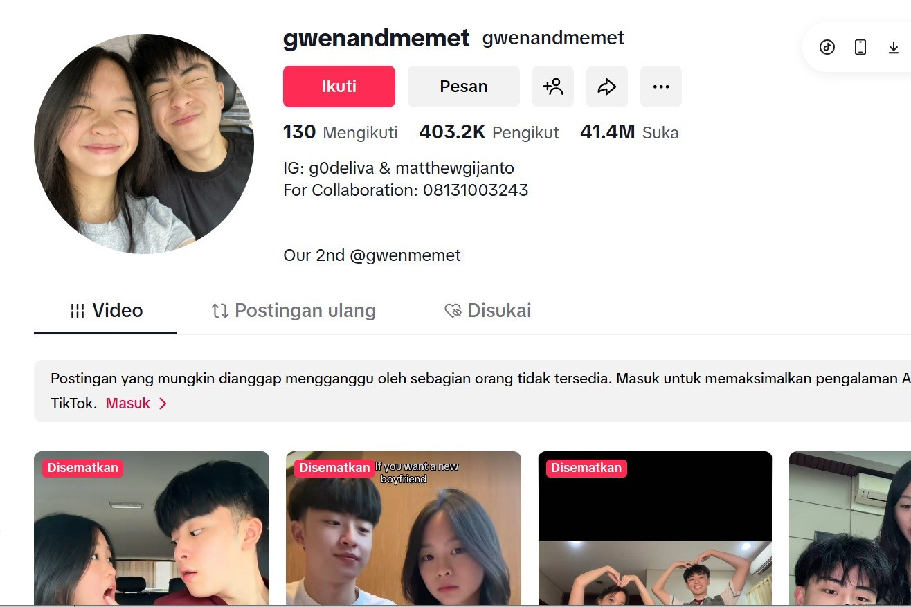 Profil TikTok Matthew and Gwen