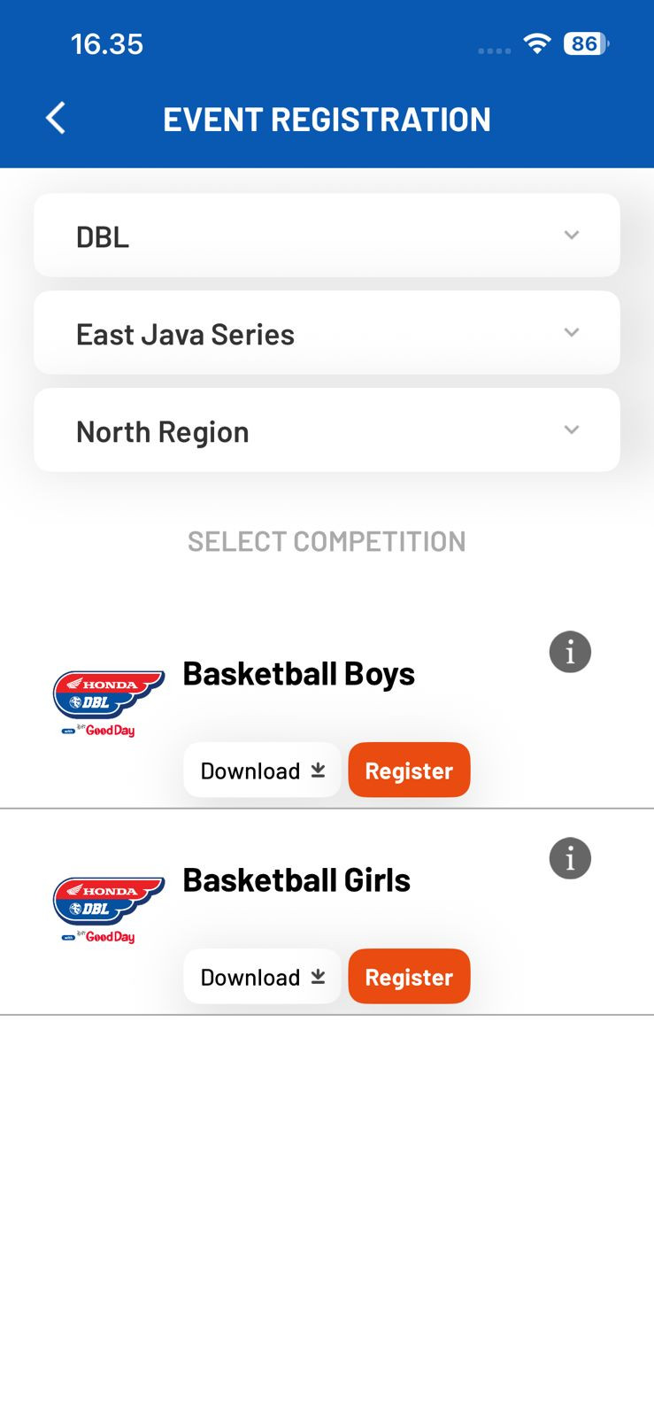 Halaman Event Registration