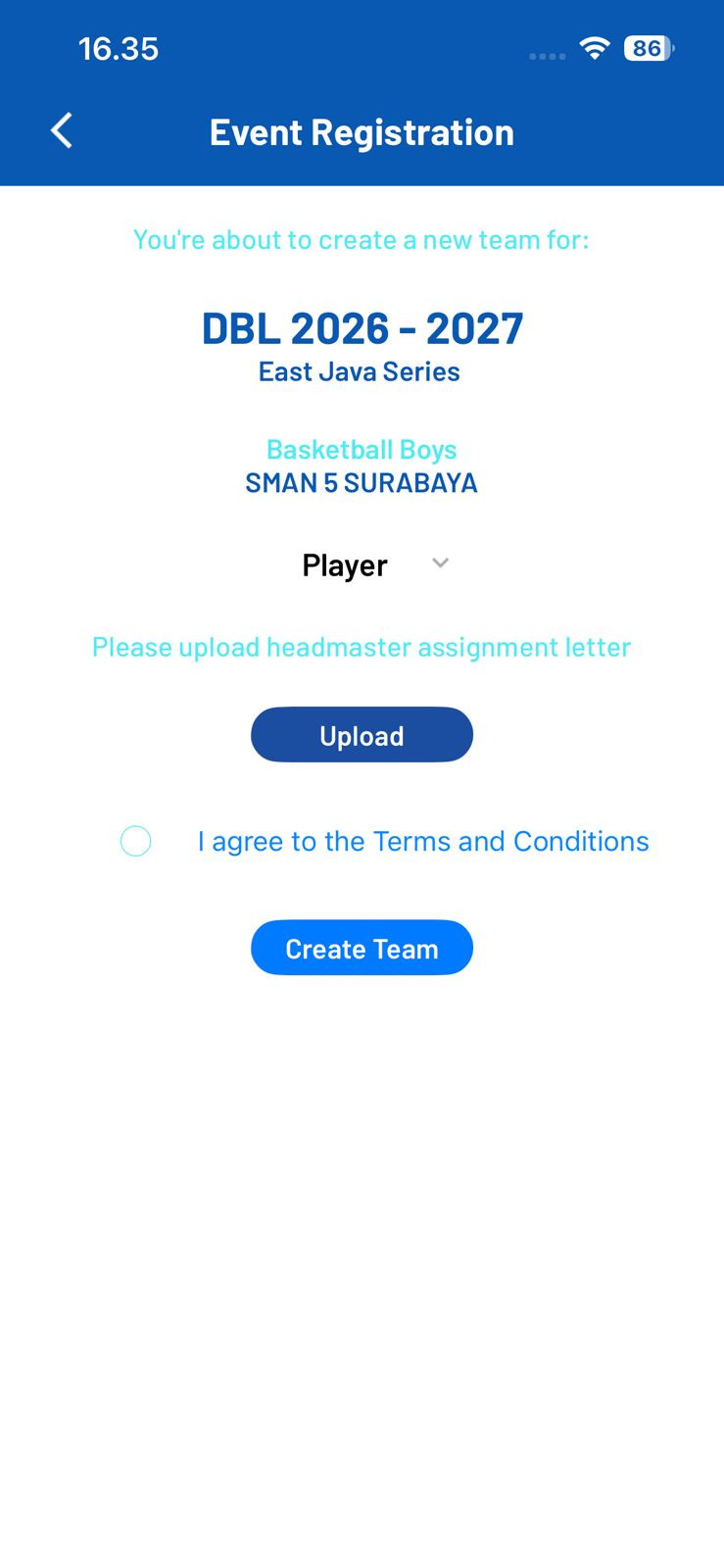 Halaman Event Registration
