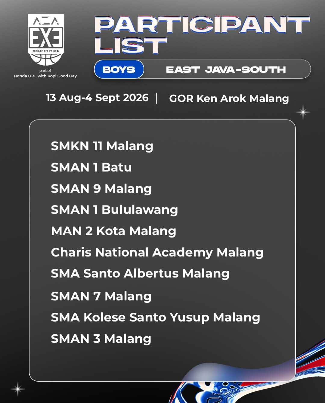 Participant List AZA 3X3 Competition 2026 East Java-South