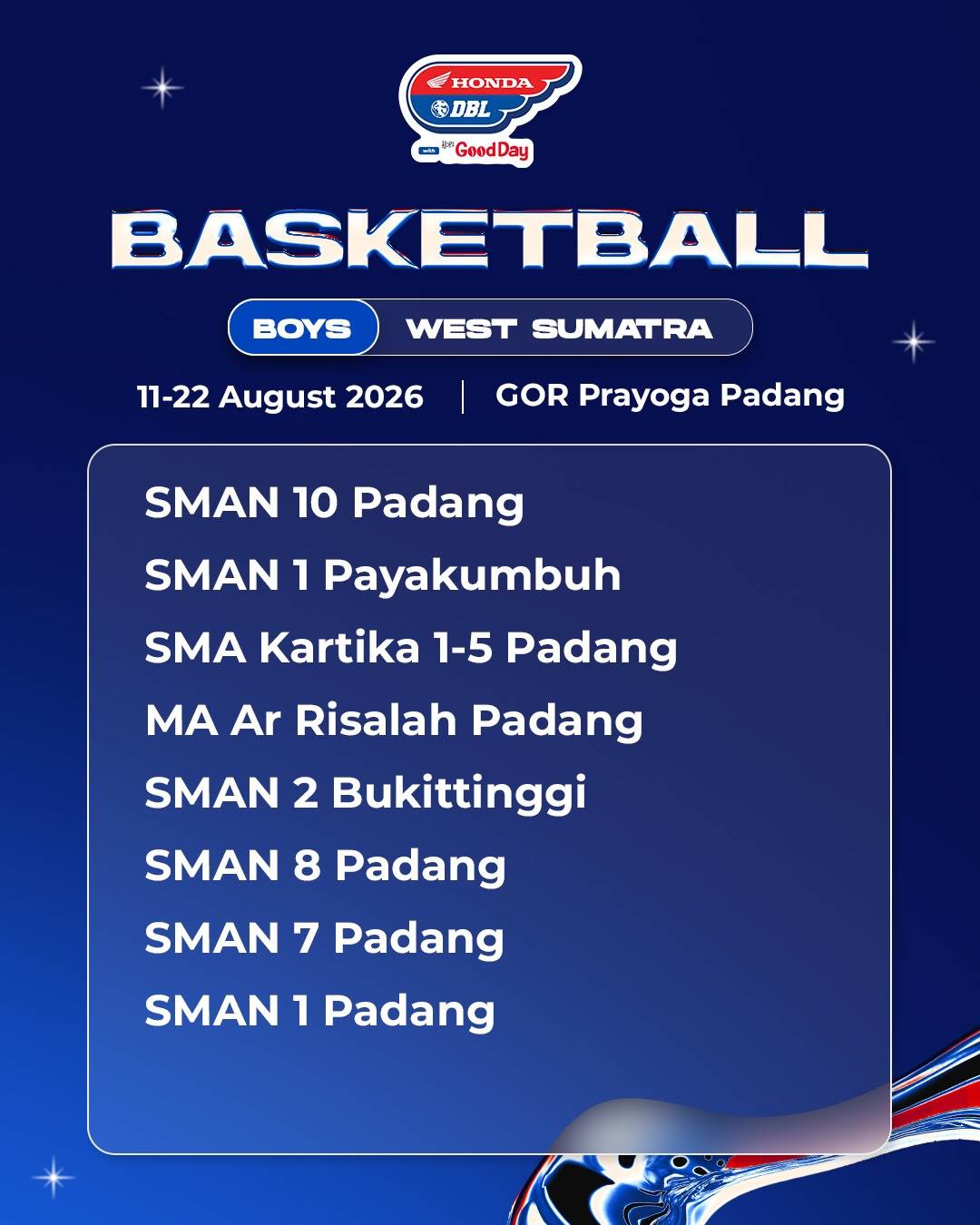 Daftar Tim DBL Padang 2026