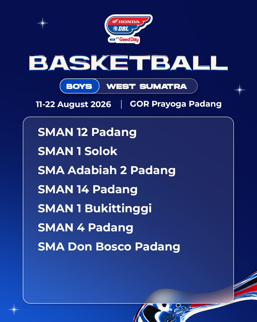 Daftar Tim DBL Padang 2026