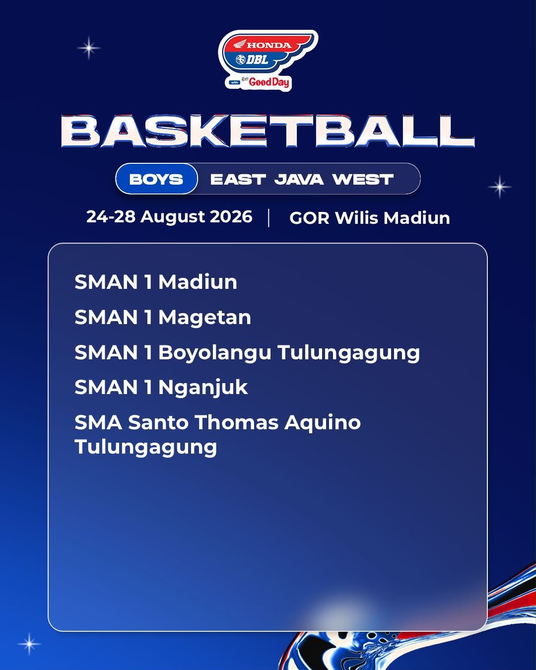 Daftar sekolah DBL Madiun 2026 COWOK