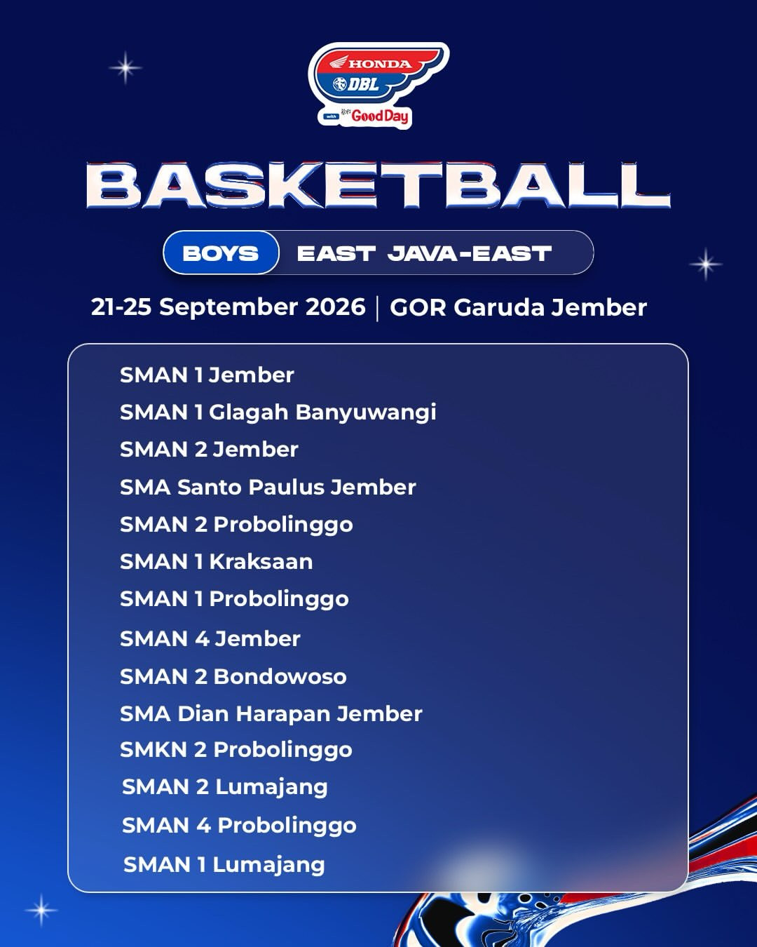 Daftar Tim Putra DBL East Java-East 2026