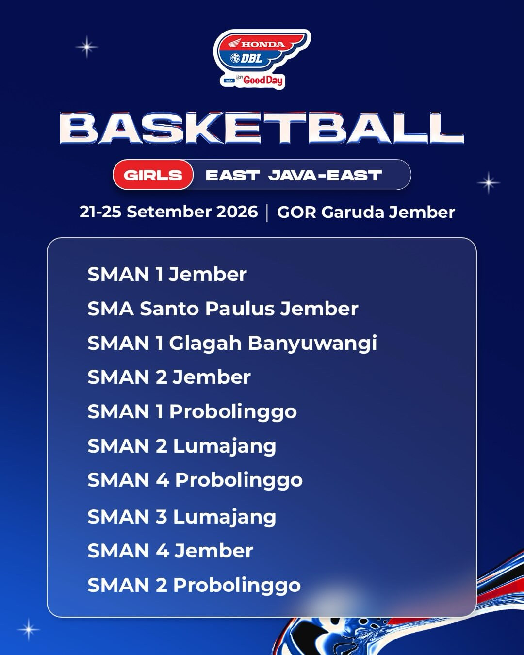 Daftar Tim Putri DBL East Java-East 2026