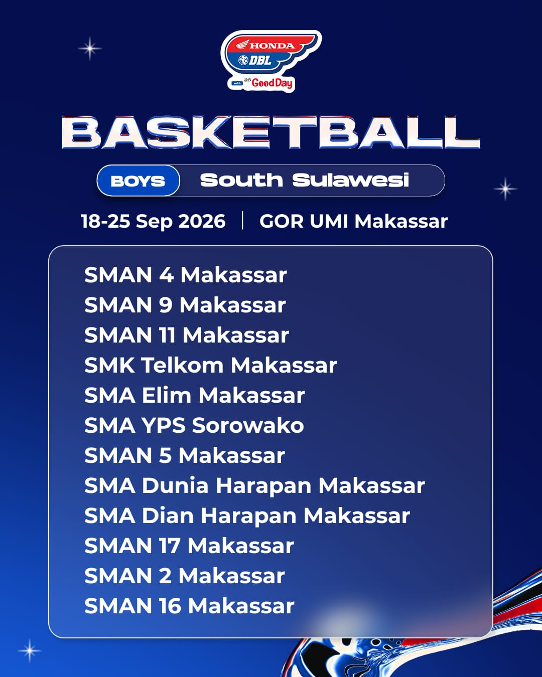 Perburuan Takhta Siap Dimulai! Berikut Daftar Partisipan DBL South Sulawesi 2026
