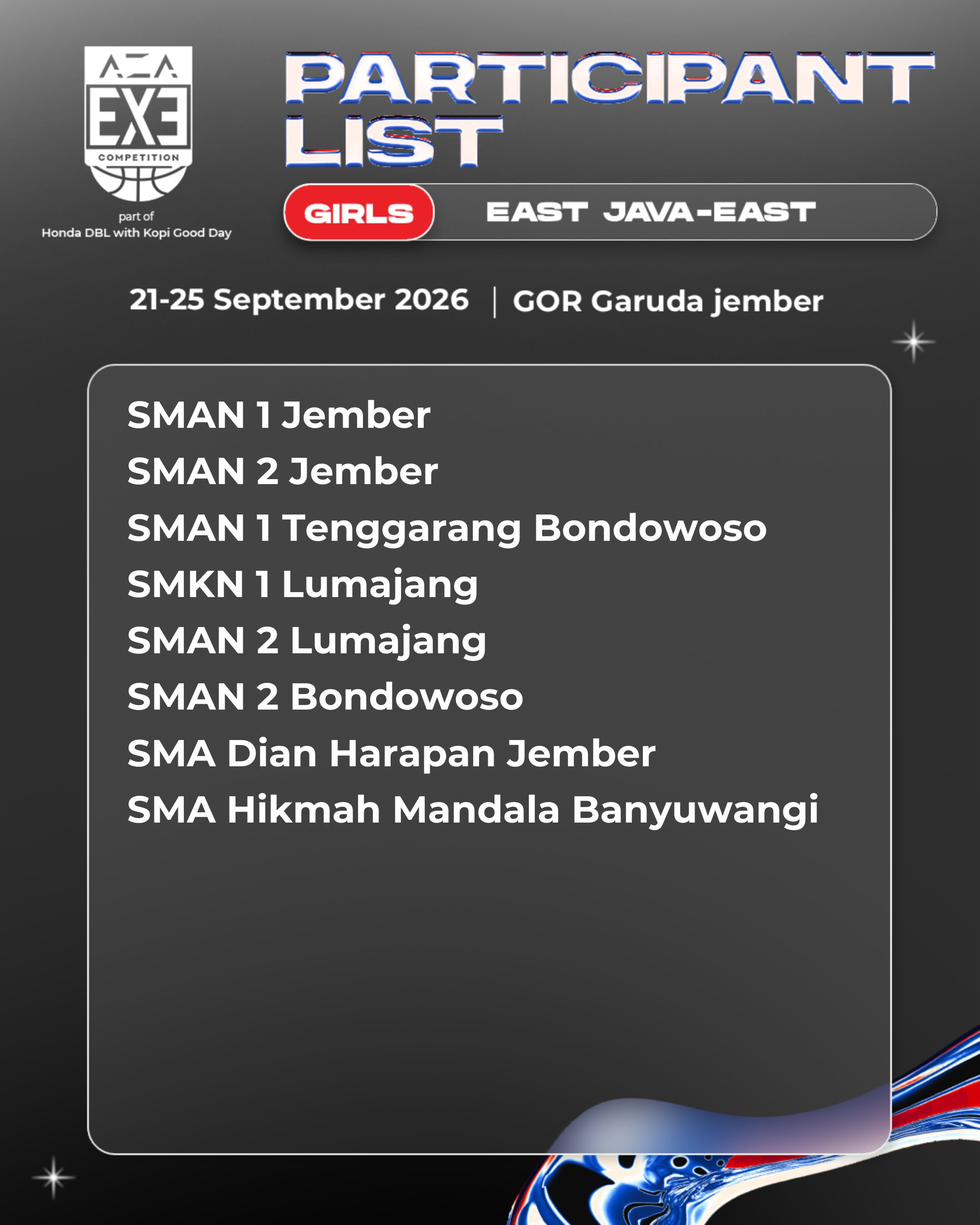 Team List AZA 3X3 Competition 2026 East Java-East